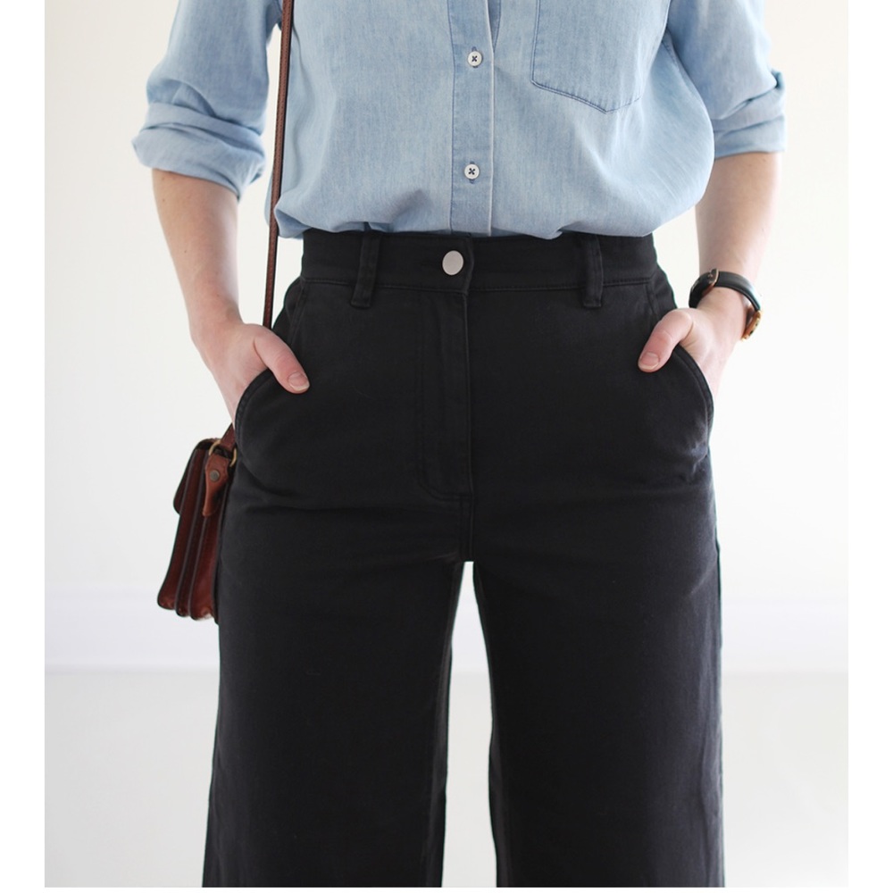 Everlane wide leg crop pants sz 6 black (s2212)